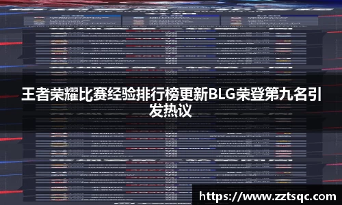 王者荣耀比赛经验排行榜更新BLG荣登第九名引发热议